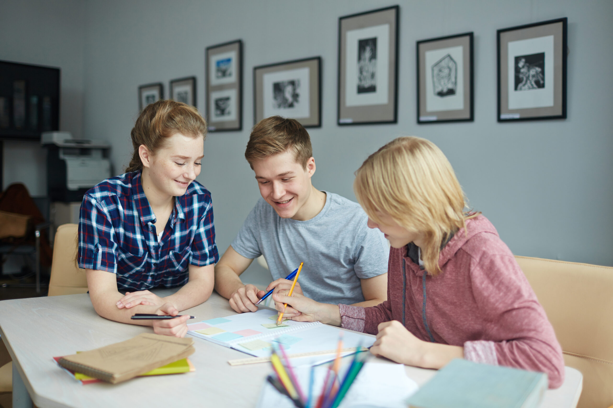 Students studying together